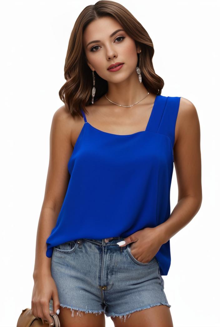 plus size casual tank top women s plus solid square neck pleated medium stretch tank top 144467
