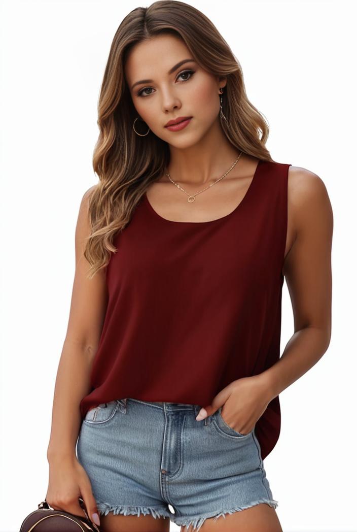 plus size casual tank top women s plus solid square neck pleated medium stretch tank top 144477