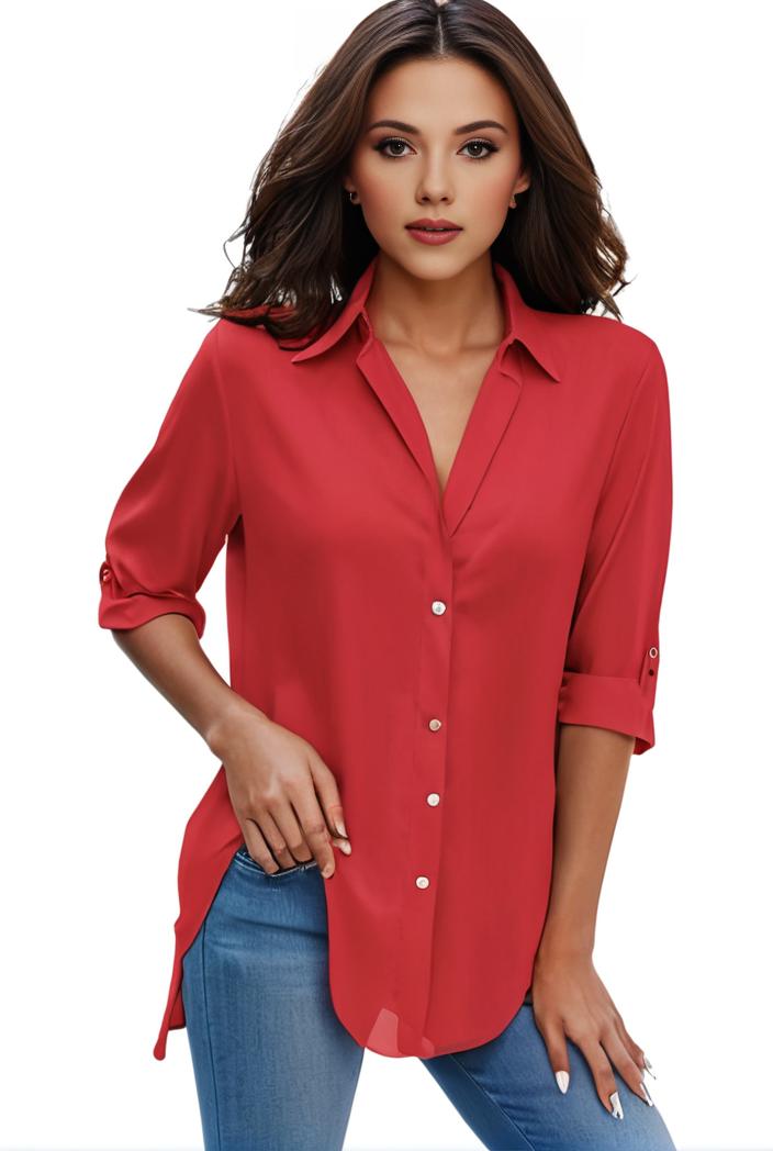 plus size formal shirt women s plus plain long sleeve turn down collar button up workwear shirt 146100
