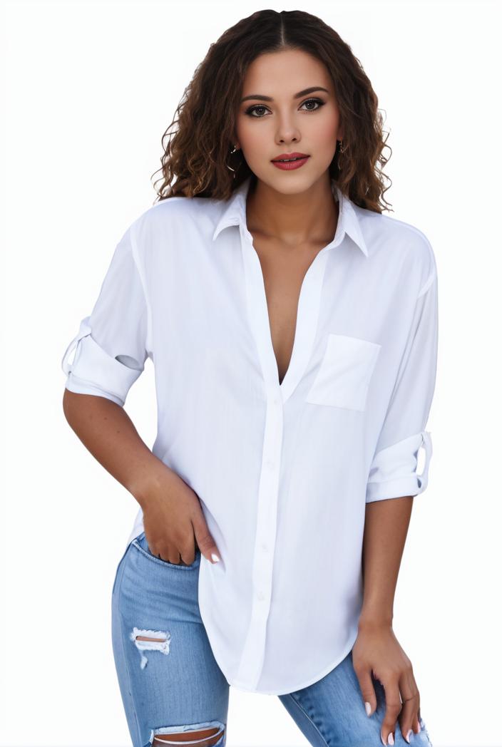 plus size formal shirt women s plus plain long sleeve turn down collar button up workwear shirt 146103