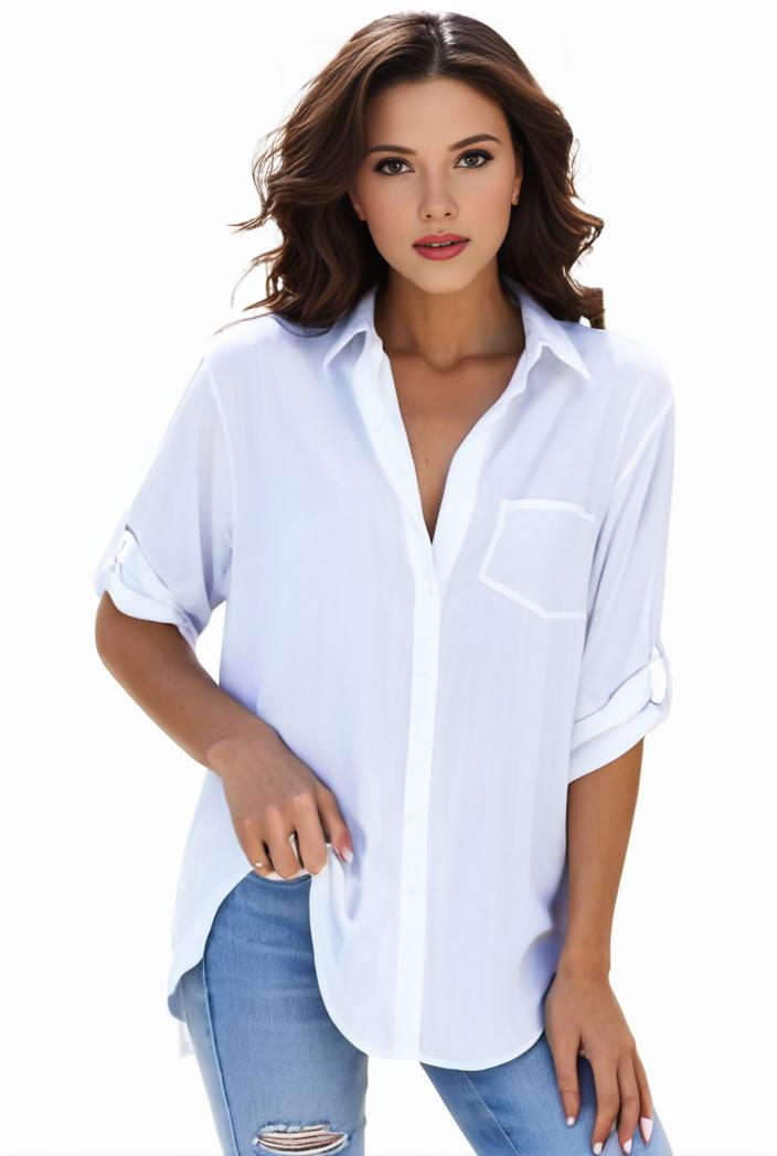 plus size formal shirt women s plus plain long sleeve turn down collar button up workwear shirt 146104