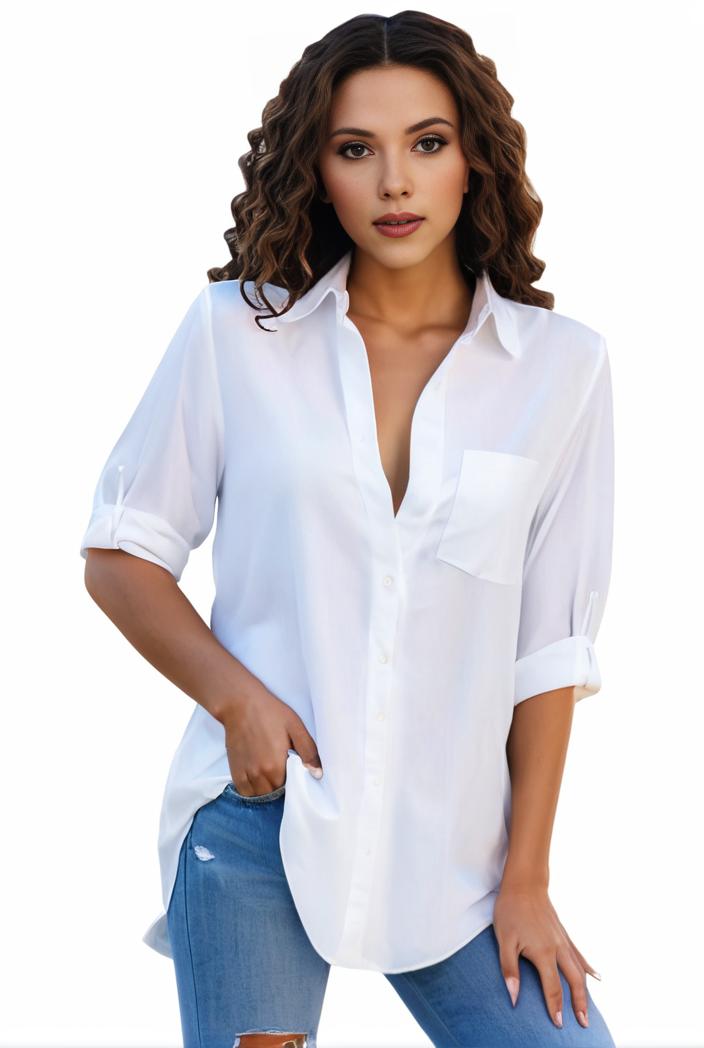 plus size formal shirt women s plus plain long sleeve turn down collar button up workwear shirt 146108