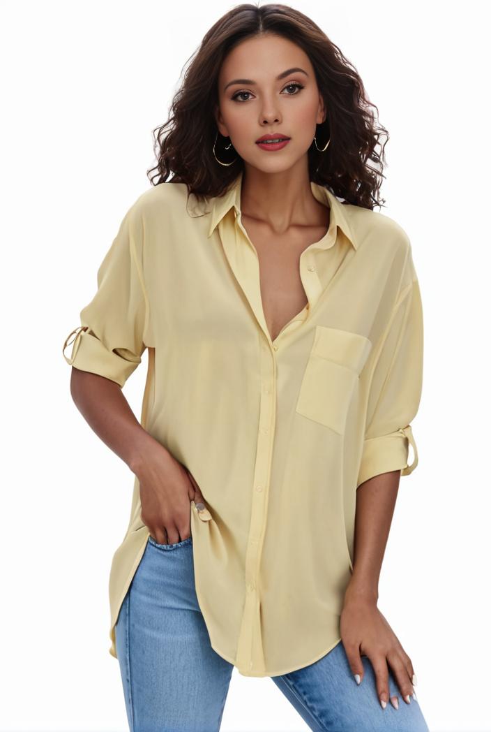 plus size formal shirt women s plus plain long sleeve turn down collar button up workwear shirt 146111