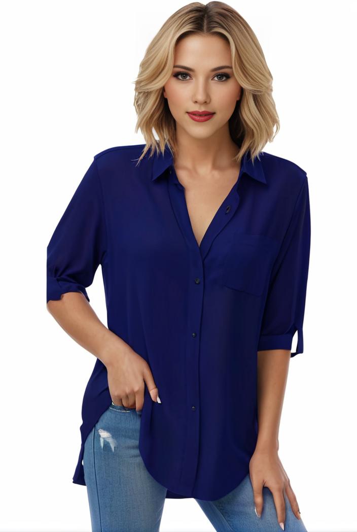 plus size formal shirt women s plus plain long sleeve turn down collar button up workwear shirt 146124