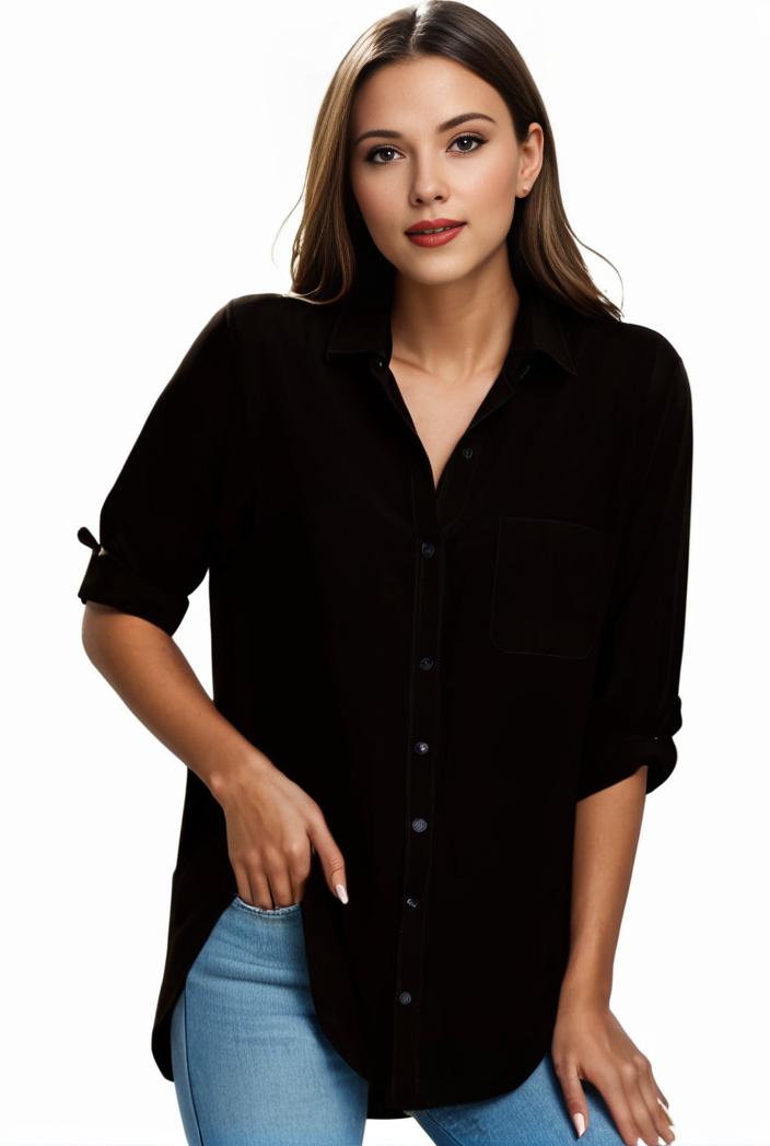 plus size formal shirt women s plus plain long sleeve turn down collar button up workwear shirt 146130