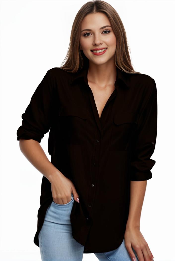 plus size formal shirt women s plus plain long sleeve turn down collar button up workwear shirt 146129