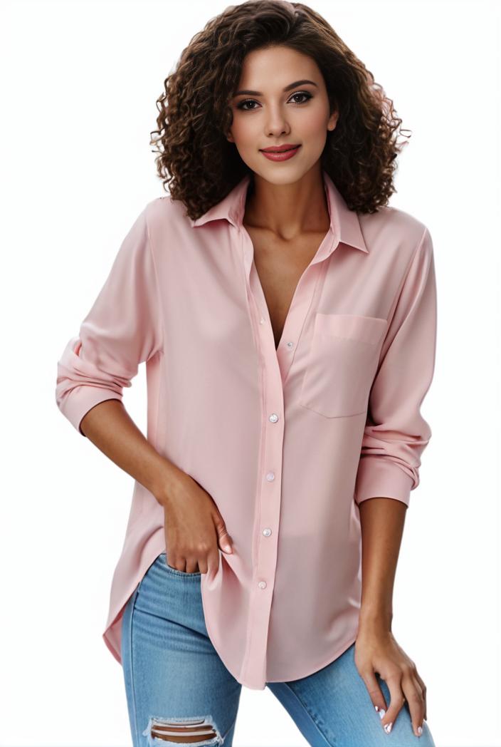 plus size formal shirt women s plus plain long sleeve turn down collar button up workwear shirt 146137