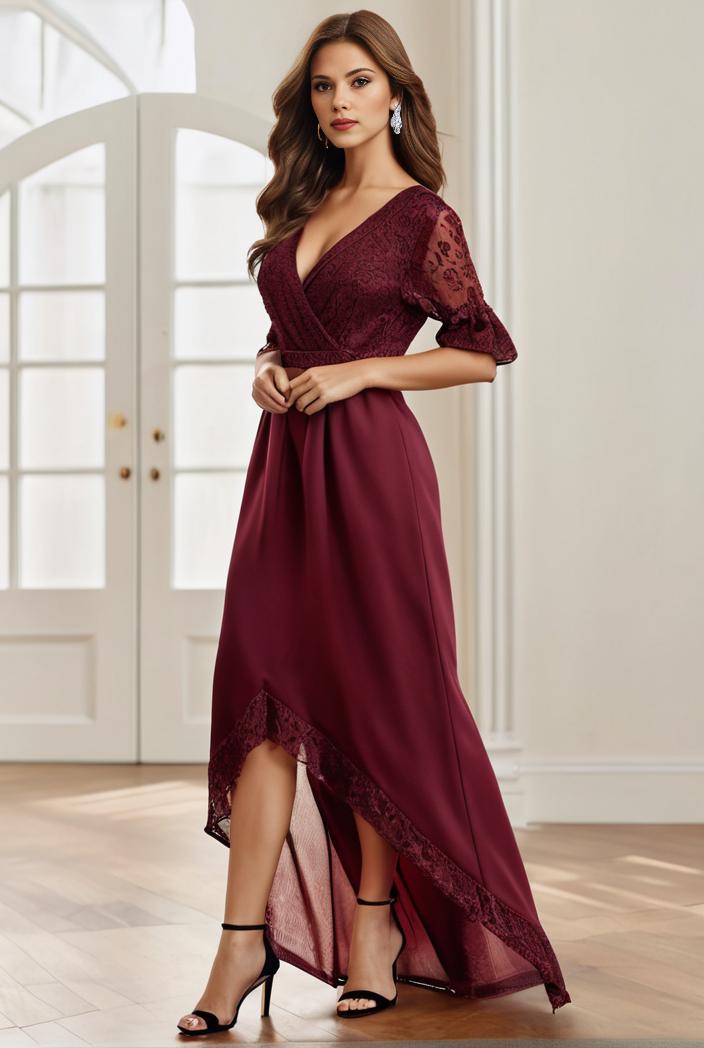 3 4 sleeve sheer sequin stripe high low hem evening dress 118535