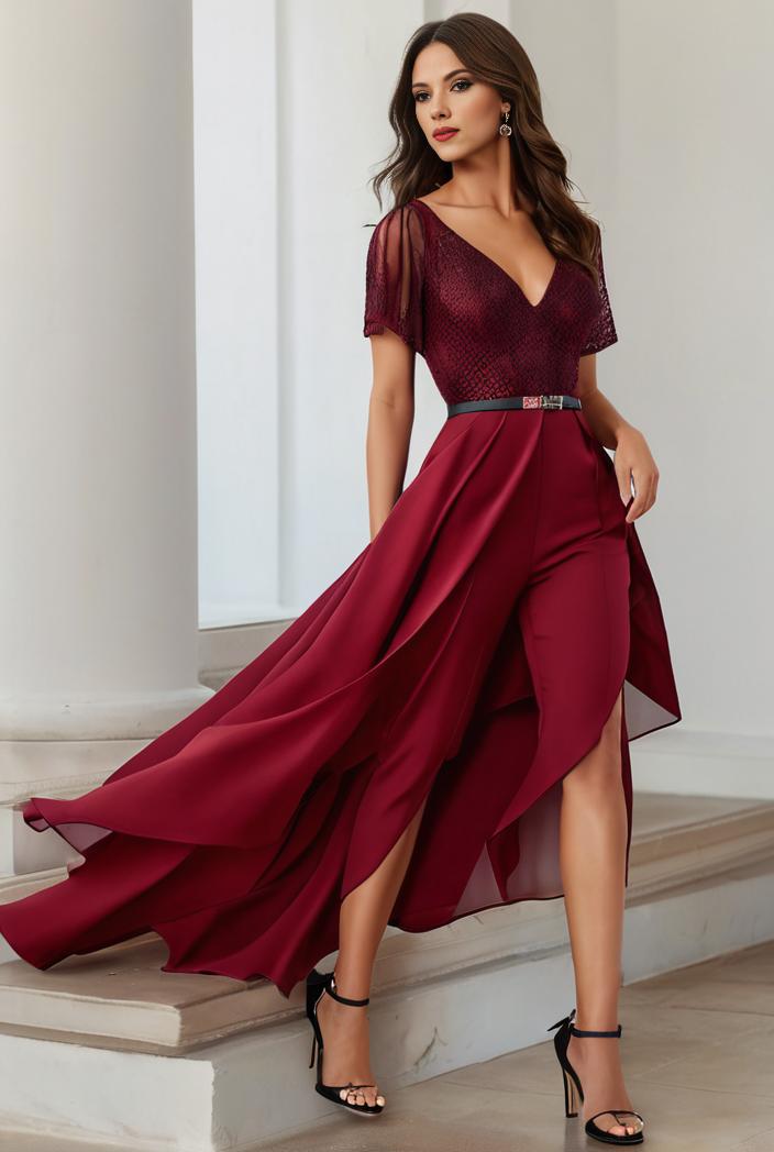 3 4 sleeve sheer sequin stripe high low hem evening dress 118548
