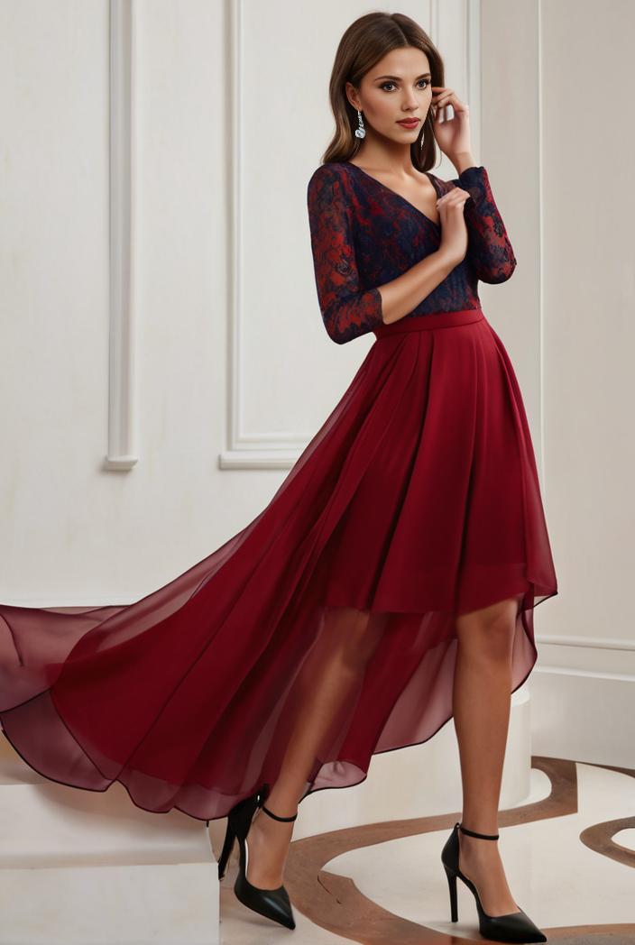 3 4 sleeve sheer sequin stripe high low hem evening dress 118566