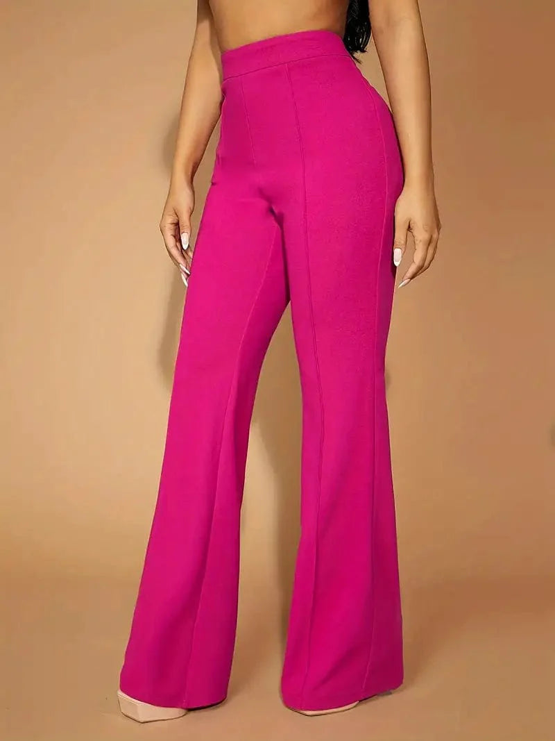 Flared High Waist Trousers, Stylish Bottoms Perfect for Spring & Autumn, Women's Apparel