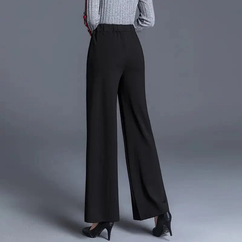 Straight Leg High Waist Trousers with Draped Pockets