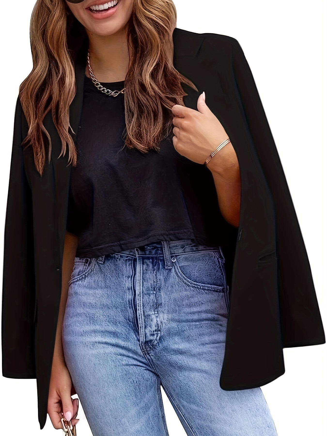 Office Work Lapel Stylish Button Front Blazer