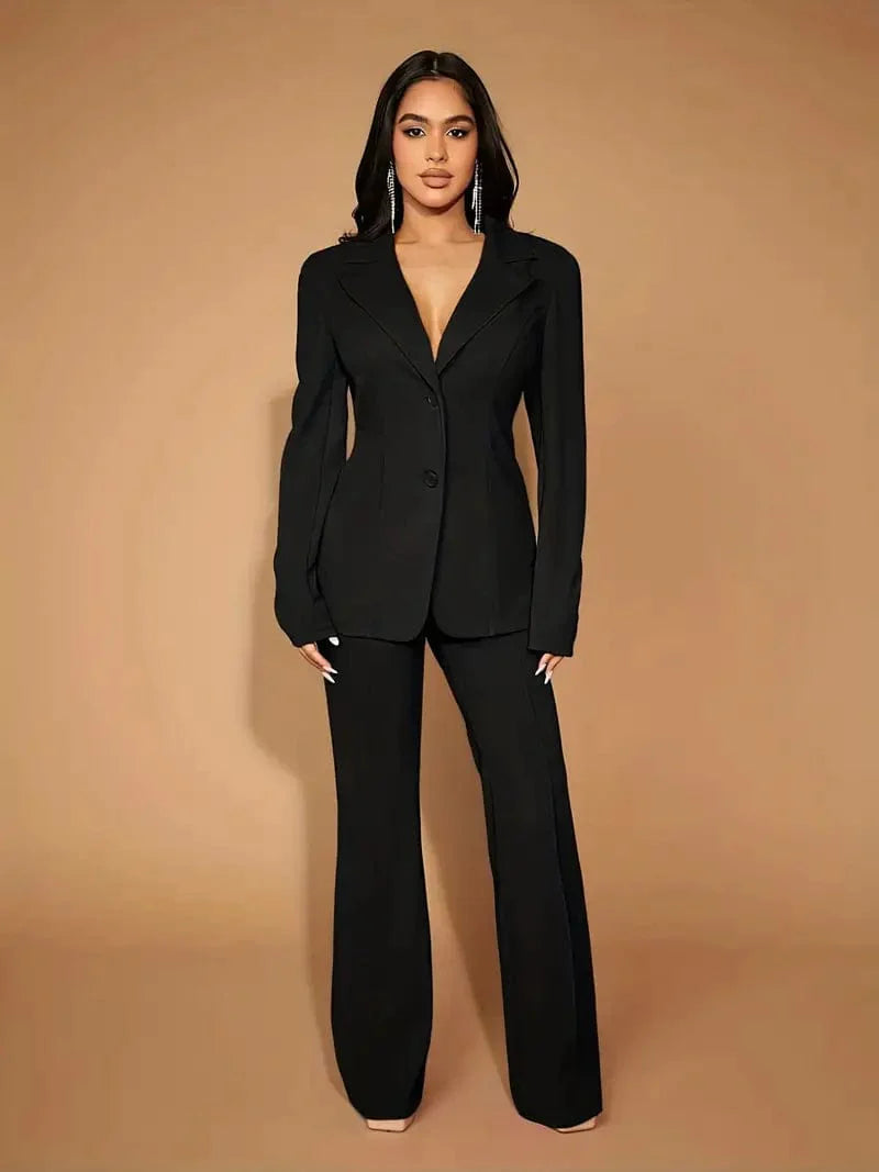 Flared High Waist Trousers, Stylish Bottoms Perfect for Spring & Autumn, Women's Apparel