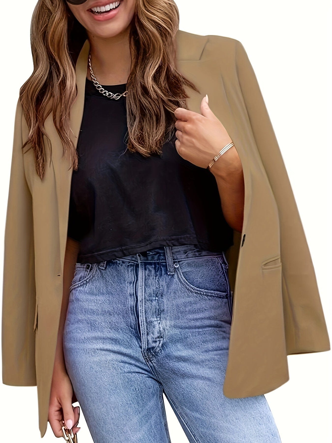 Office Work Lapel Stylish Button Front Blazer