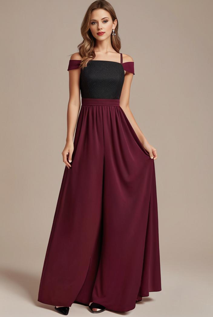 elegant chiffon maxi evening dress with lace cap sleeve 124726