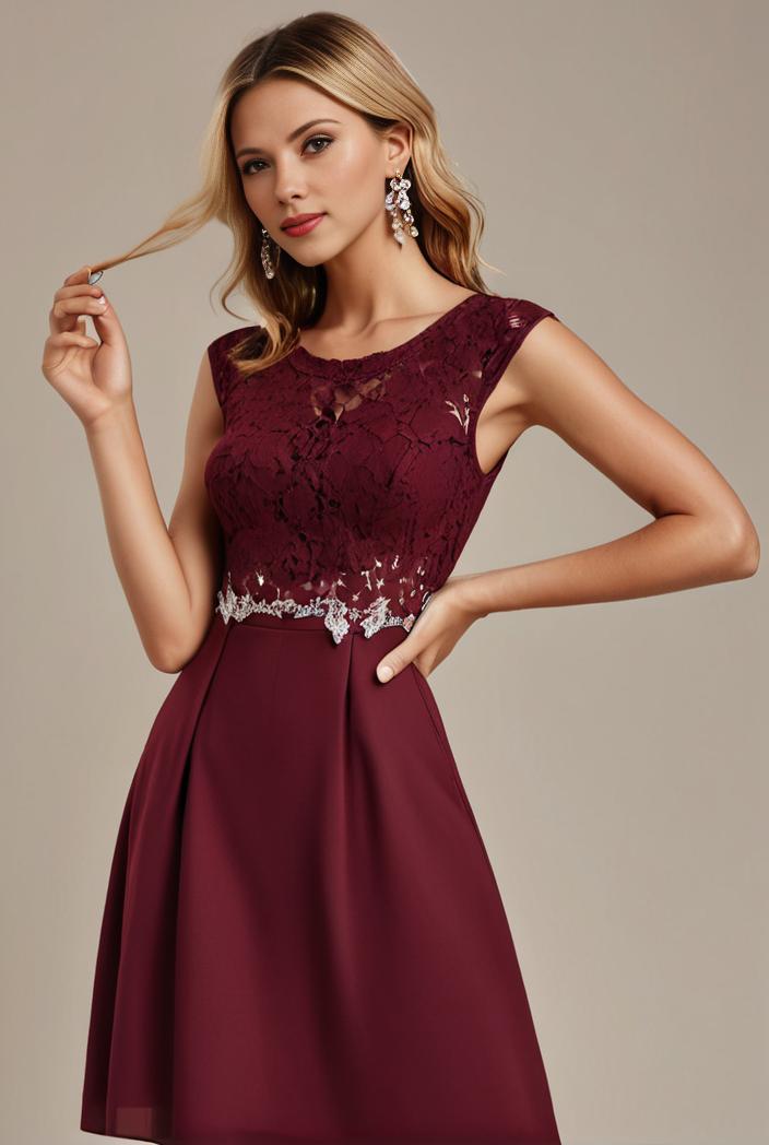 elegant chiffon maxi evening dress with lace cap sleeve 124748