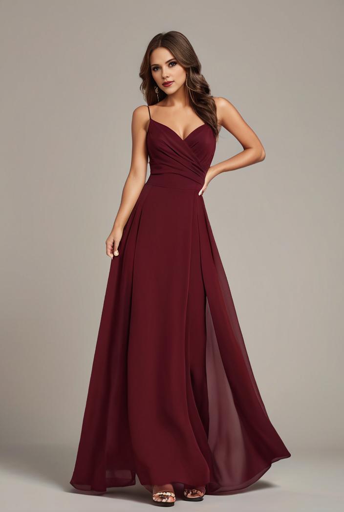 elegant chiffon maxi evening dress with lace cap sleeve 124752
