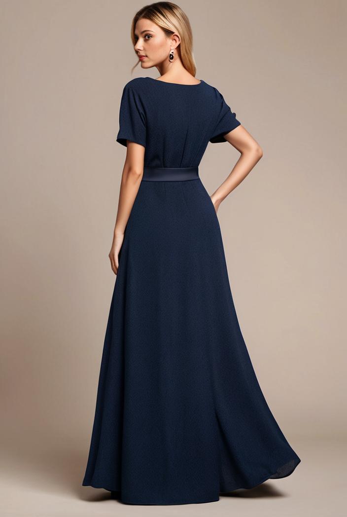 glitter high low front side slit ruffled v neck evening dress 131440