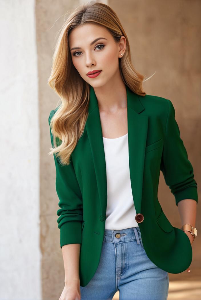 ladies solid button up blazer with long sleeves casual lapel design 108230
