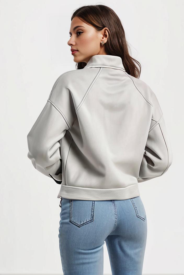 lapel denim coat with long sleeves and buttoned flap pockets stylish women s jacket 108256