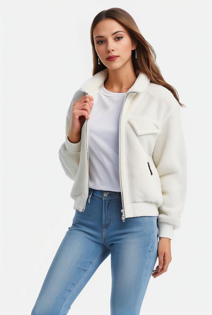 lapel denim coat with long sleeves and buttoned flap pockets stylish women s jacket 108261