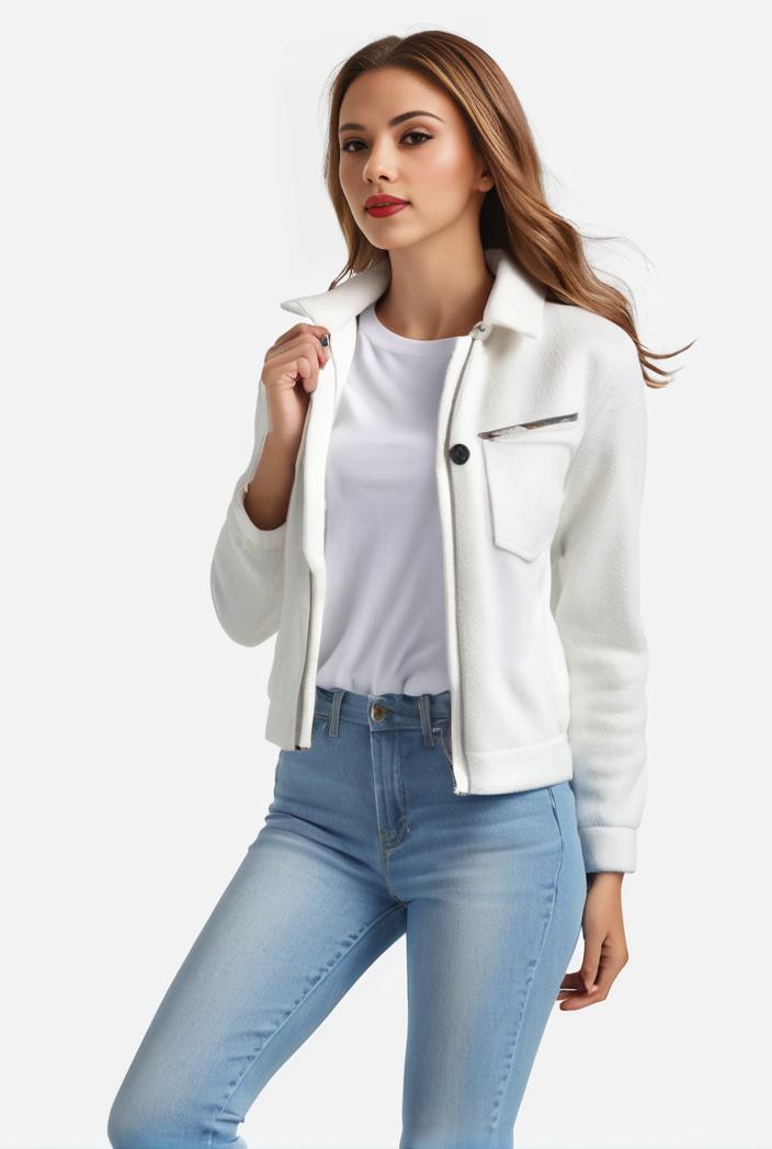 lapel denim coat with long sleeves and buttoned flap pockets stylish women s jacket 108262