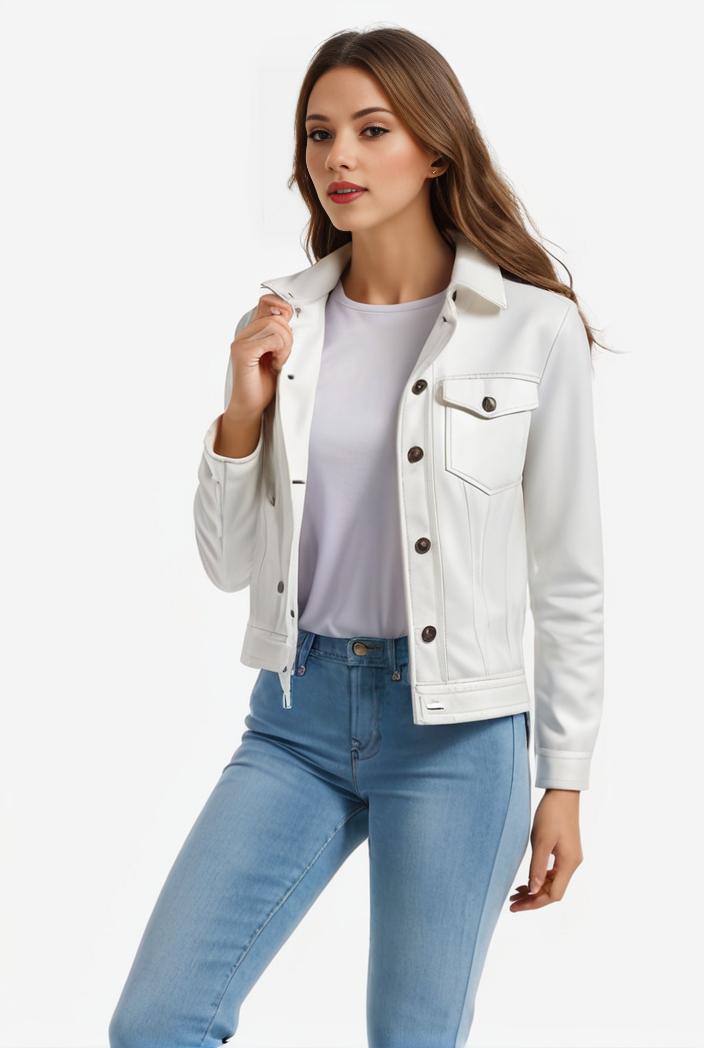 lapel denim coat with long sleeves and buttoned flap pockets stylish women s jacket 108263