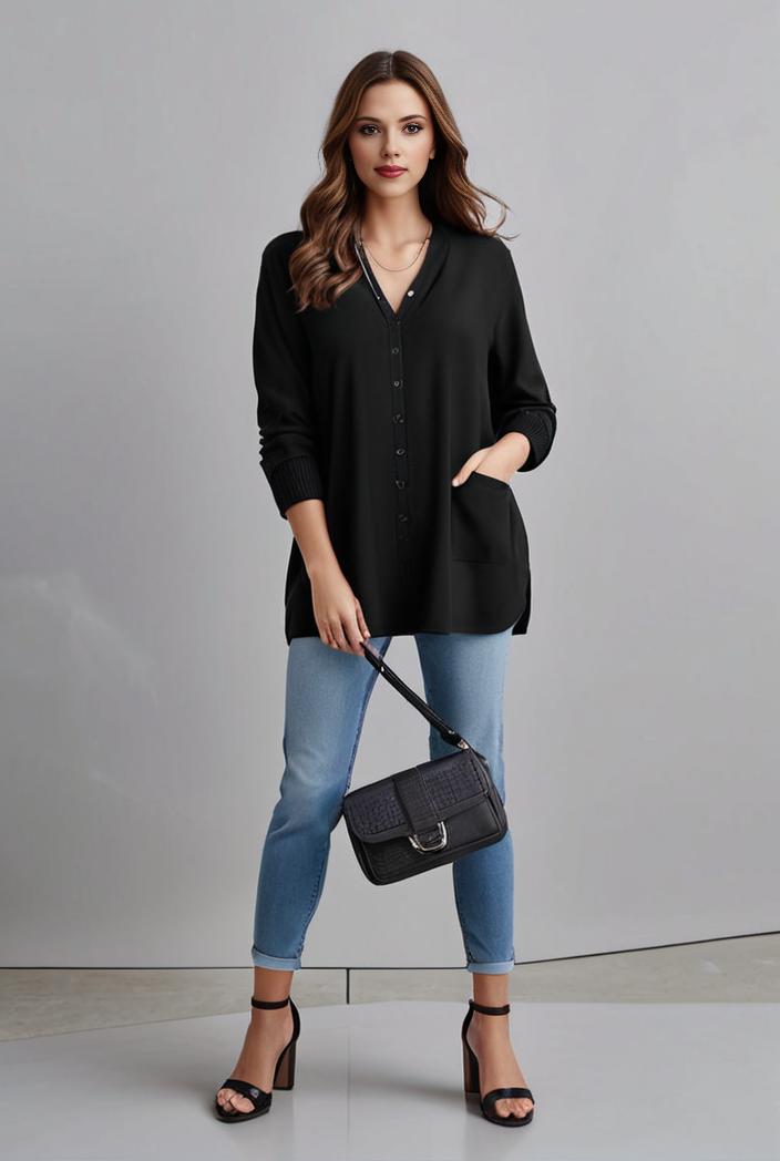 lapel neck blazer with button front stylish long sleeve jacket for office work women s apparel 108315