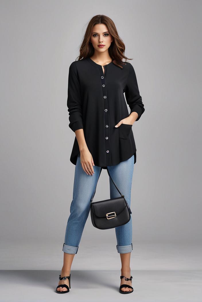 lapel neck blazer with button front stylish long sleeve jacket for office work women s apparel 108318