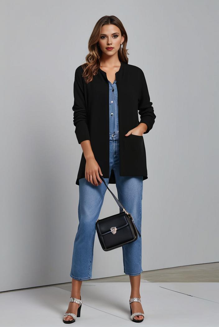 lapel neck blazer with button front stylish long sleeve jacket for office work women s apparel 108319