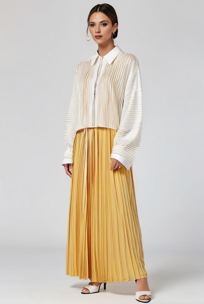 pleated high waist commuting temperament maxi dress 135496