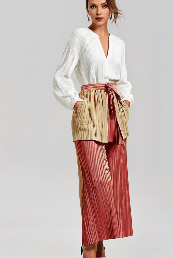 pleated high waist commuting temperament maxi dress 135500