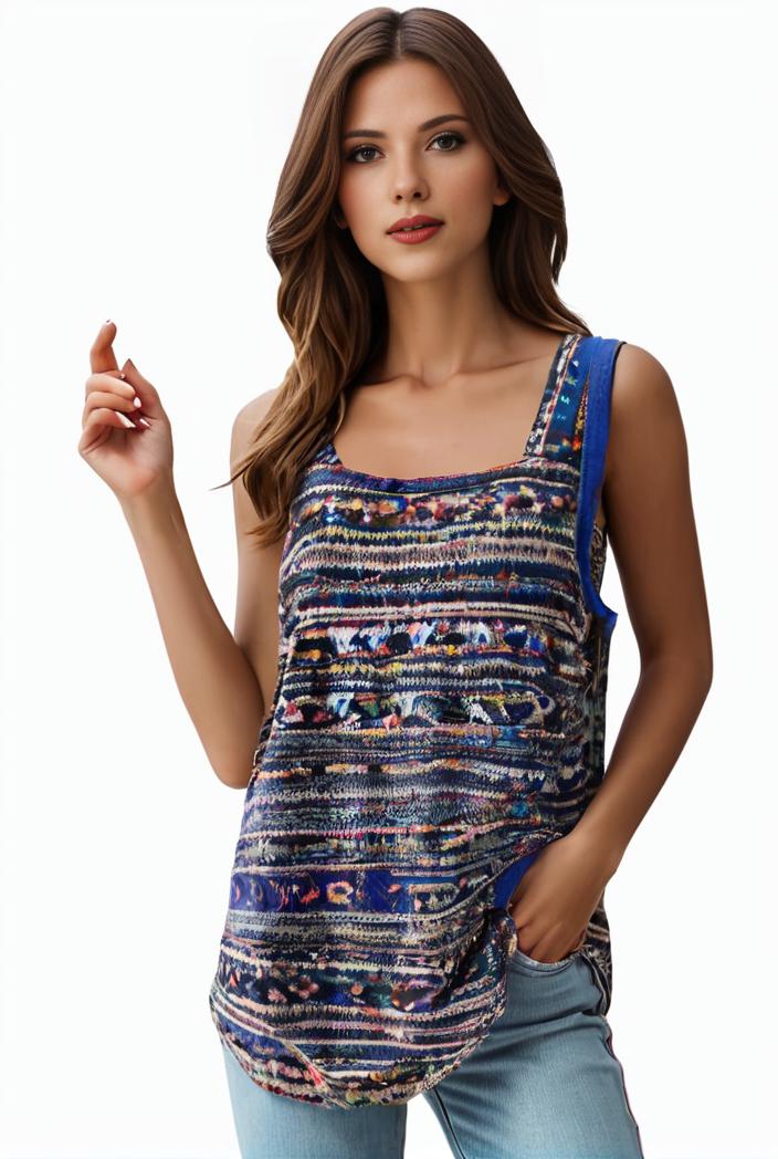 plus size boho tank top women s plus paisley print square neck medium stretch ruched tank top 137483