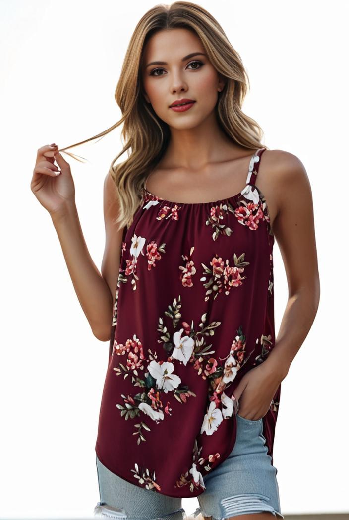 plus size boho tank top women s plus paisley print square neck medium stretch ruched tank top 137516