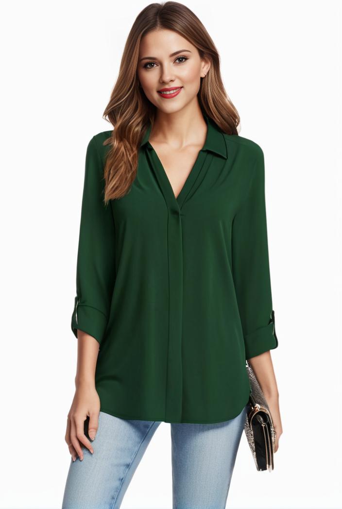 plus size casual blouse women s plus solid half sleeve turn down collar tunic top 137571