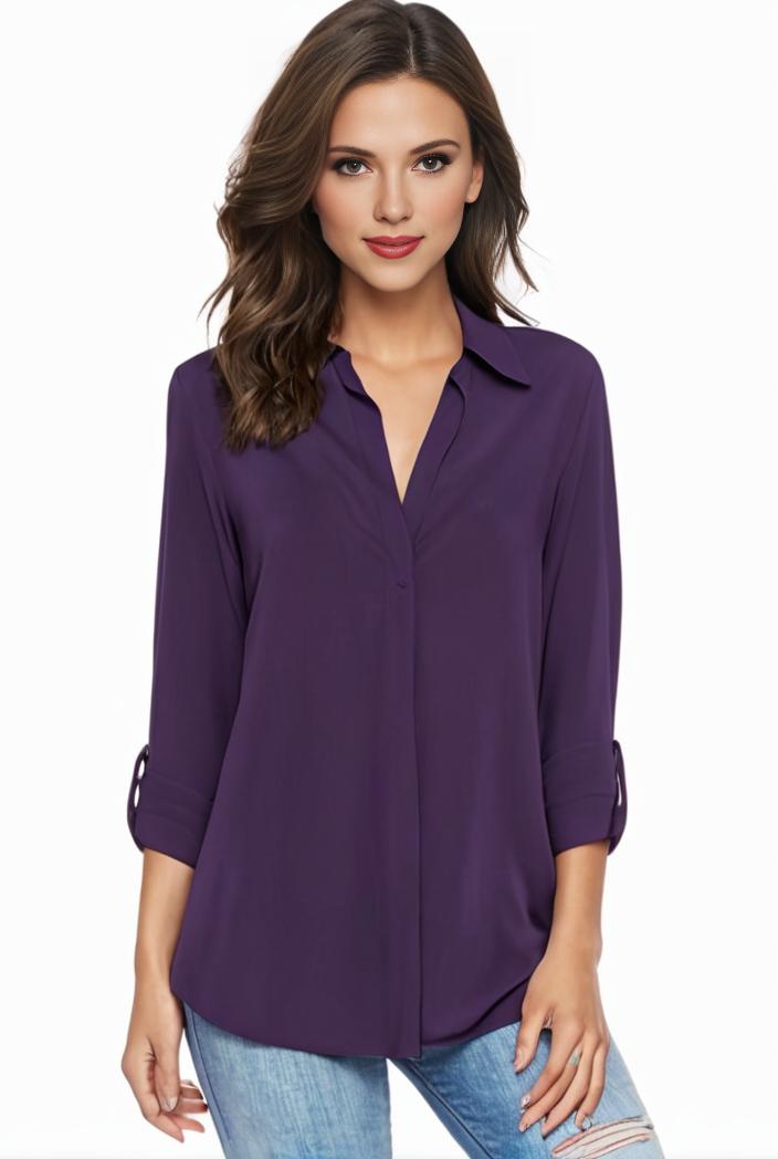 plus size casual blouse women s plus solid half sleeve turn down collar tunic top 137575