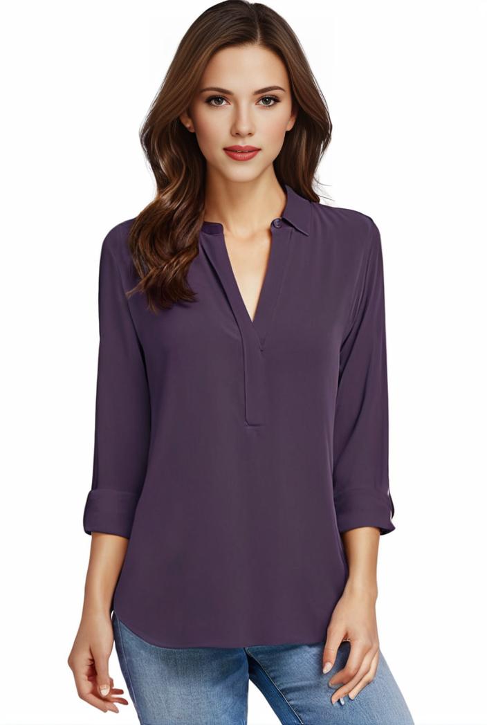 plus size casual blouse women s plus solid half sleeve turn down collar tunic top 137577