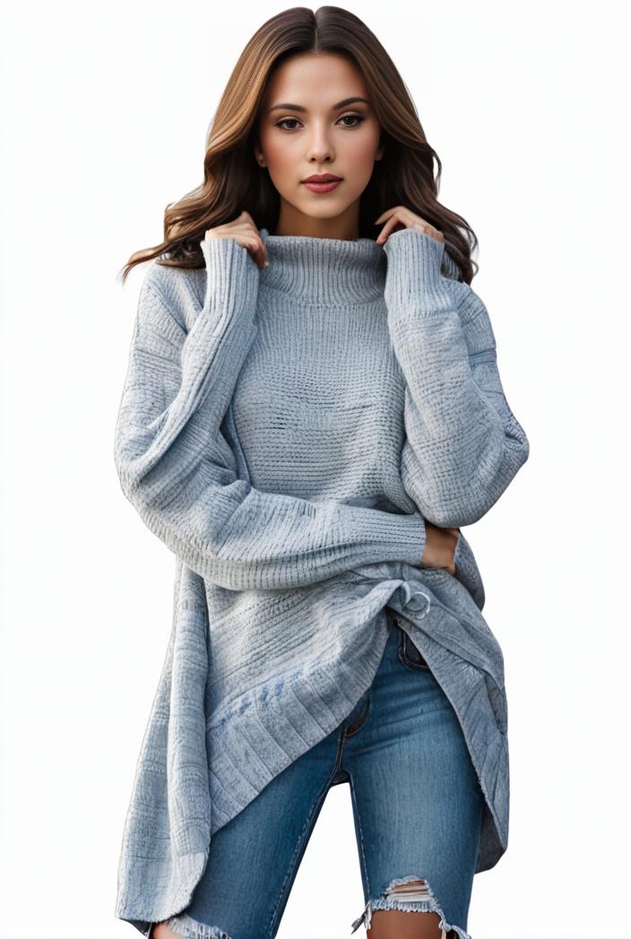 plus size casual sweater women s plus solid tassel trim long sleeve cowl neck high stretch jumper 137862