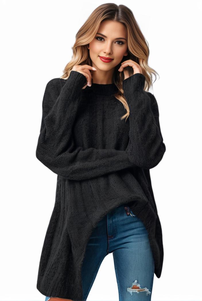 plus size casual sweater women s plus solid tassel trim long sleeve cowl neck high stretch jumper 137873