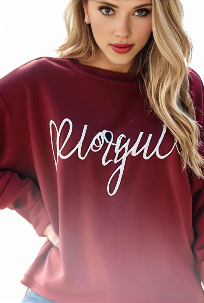 plus size casual sweatshirt women s plus ombre letter heart print raglan sleeve round neck slight stretch pullover sweatshirt 137947