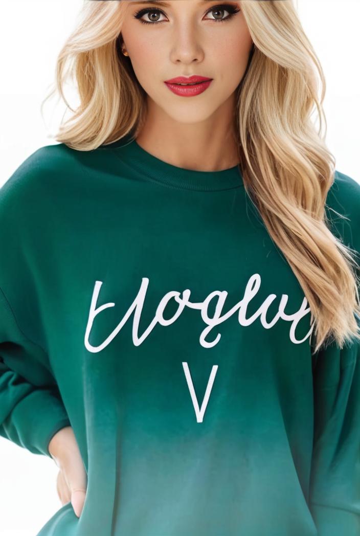plus size casual sweatshirt women s plus ombre letter heart print raglan sleeve round neck slight stretch pullover sweatshirt 137972
