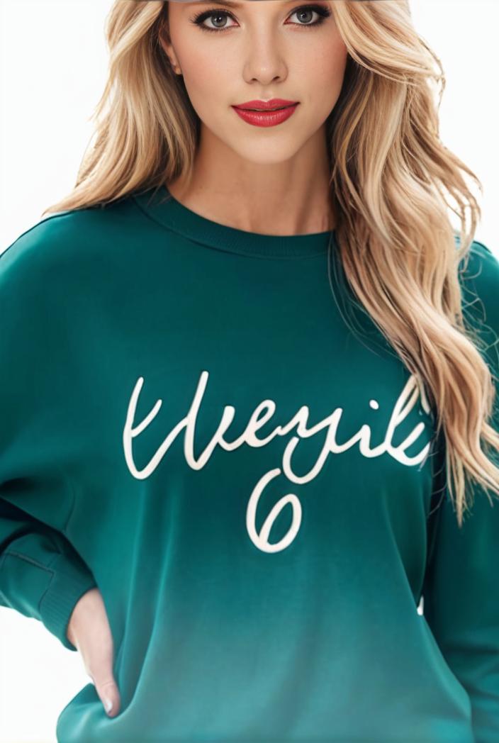plus size casual sweatshirt women s plus ombre letter heart print raglan sleeve round neck slight stretch pullover sweatshirt 137975