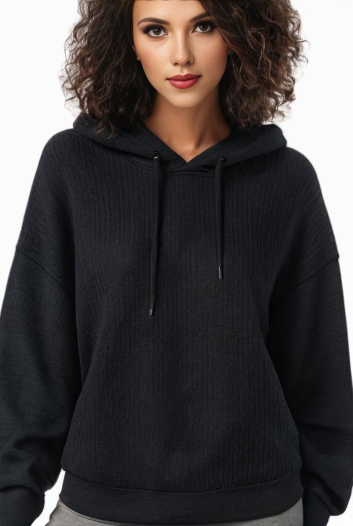 plus size casual sweatshirt women s plus solid waffle long sleeve drawstring hooded pullover sweatshirt with kangaroo pockets casual tops for fall winter women s clothing 138022