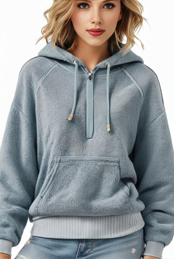 plus size casual sweatshirt women s plus solid waffle long sleeve drawstring hooded pullover sweatshirt with kangaroo pockets casual tops for fall winter women s clothing 138027