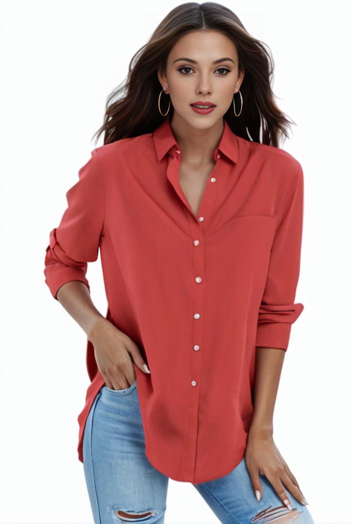 plus size formal shirt women s plus plain long sleeve turn down collar button up workwear shirt 139919