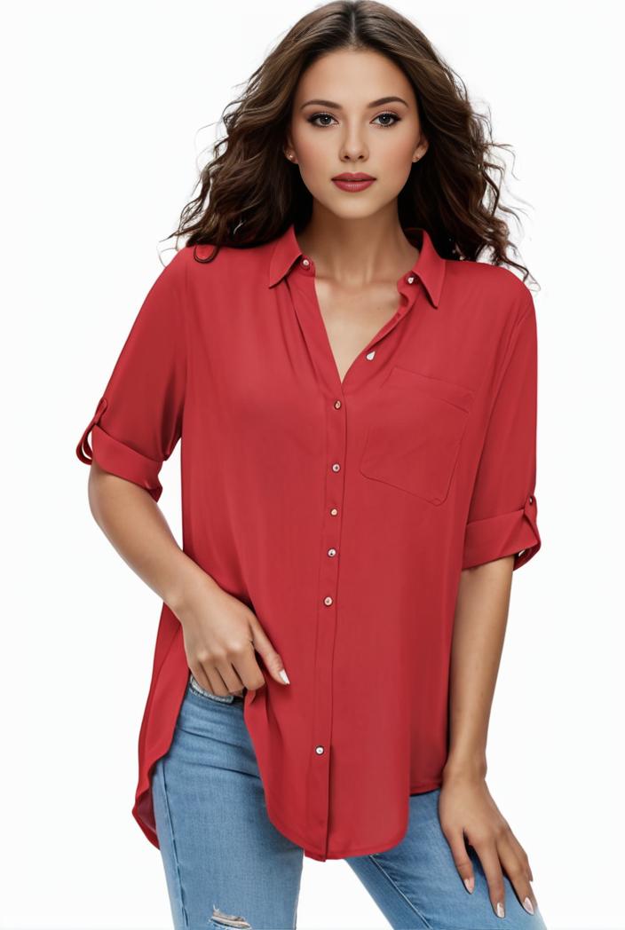 plus size formal shirt women s plus plain long sleeve turn down collar button up workwear shirt 139921