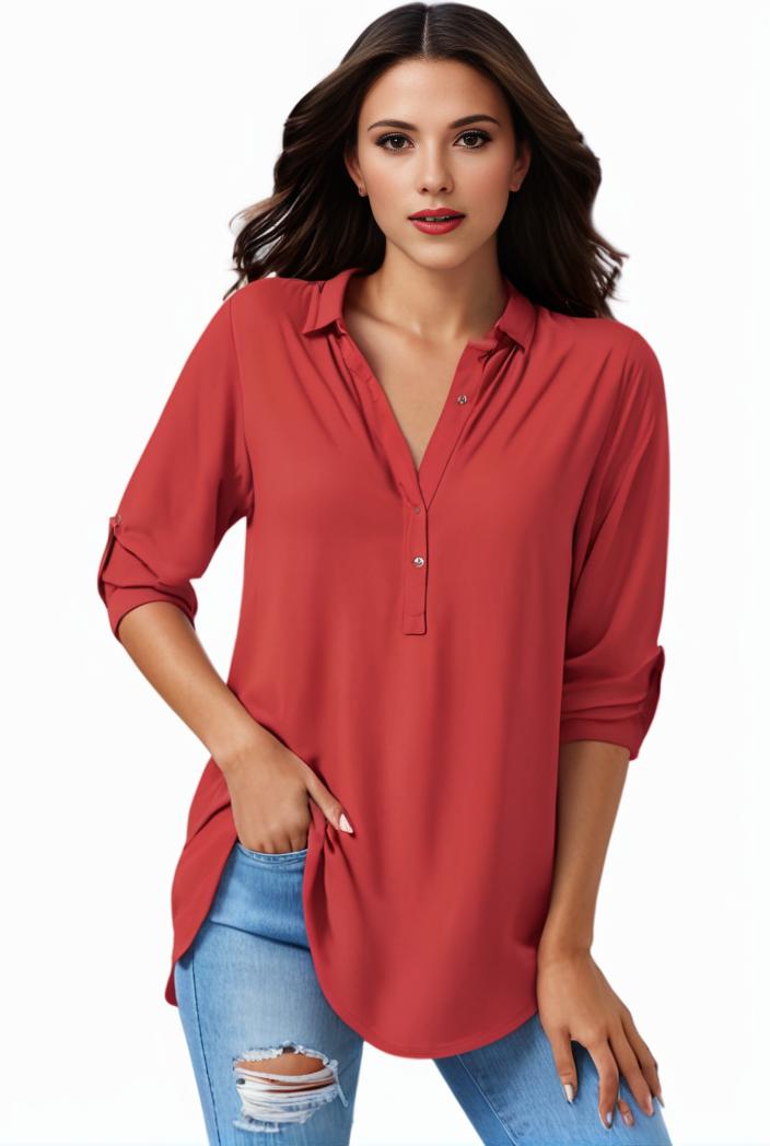 plus size formal shirt women s plus plain long sleeve turn down collar button up workwear shirt 139925