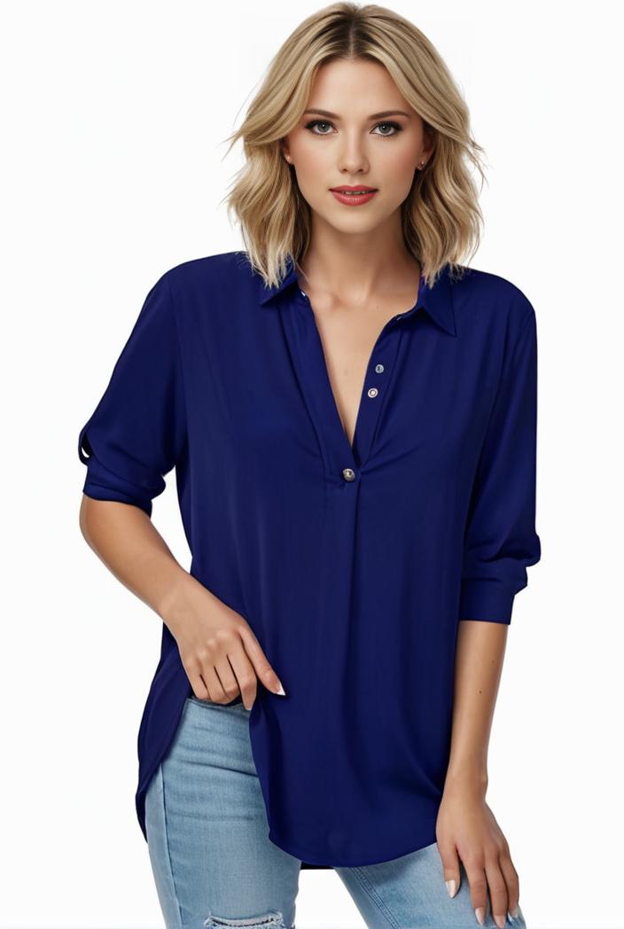 plus size formal shirt women s plus plain long sleeve turn down collar button up workwear shirt 139944