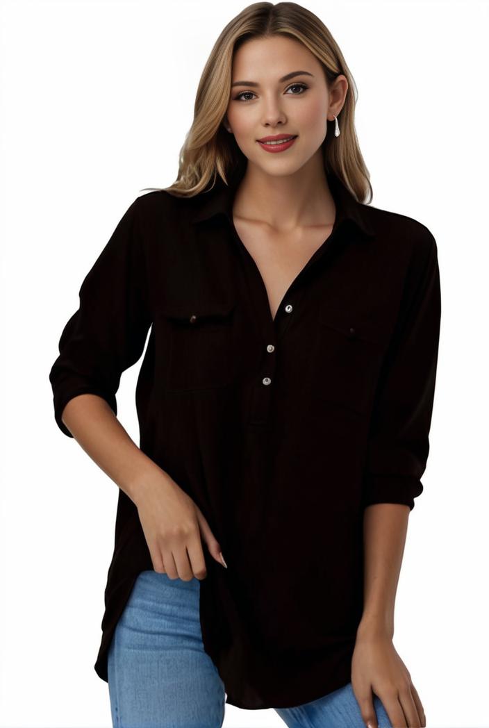 plus size formal shirt women s plus plain long sleeve turn down collar button up workwear shirt 139948